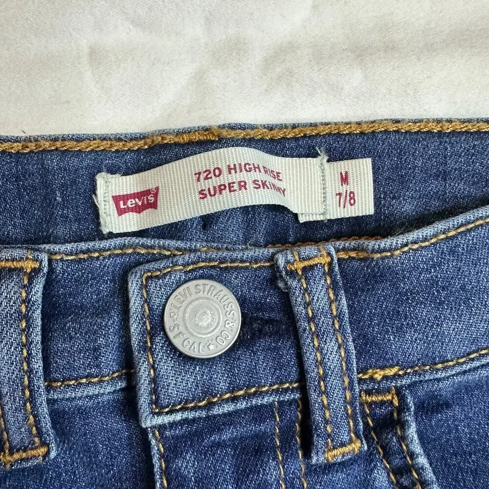 Levis Youth Girls‎ Jeans Medium 7/8 720 High Rise Super Skinny Distressed Denim